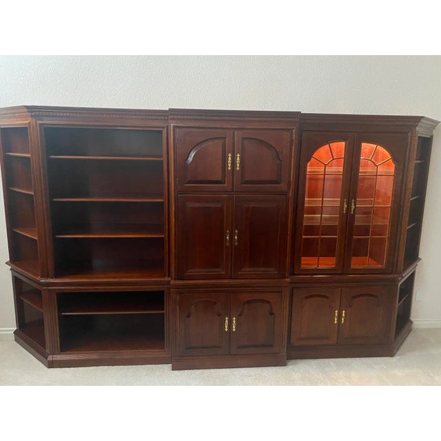 Pennsylvania House Cherry Wood Lighted Etagere/Display/Wall Unit With Cabinet With Doors 5 Piece Excellent Condition. For Sale - Image 13 of 15