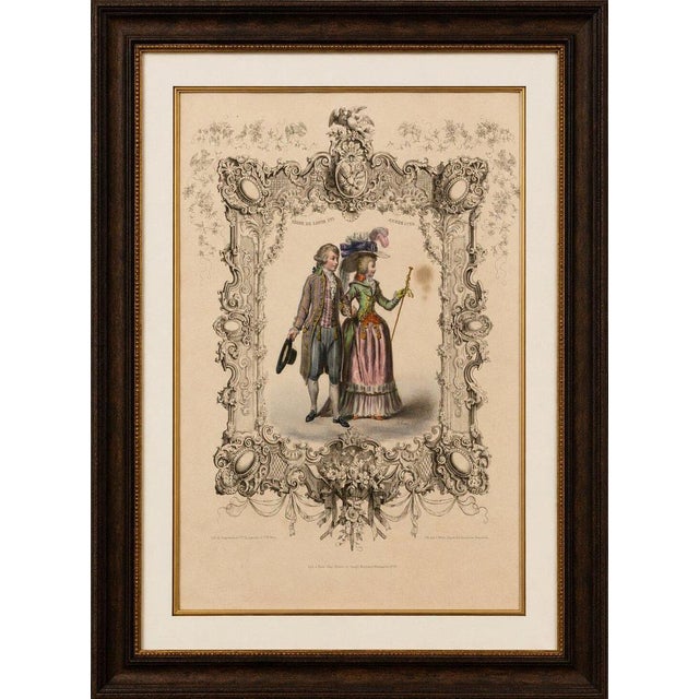 Title: louis xvi french rococo court costume lithograph, 1778 – published 1847 : a beautifully hand-colored french...