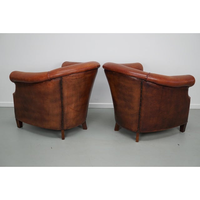 1970s Vintage Dutch Cognac Leather Club Chair, 1970s, Set of 2 For Sale - Image 5 of 18