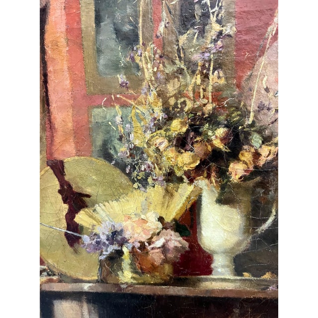 Ernest Jean Joseph Godfrinon, Elegant Woman in the Living Room, 1898, Oil on Canvas For Sale - Image 12 of 18