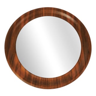 Mid-Century Round Teak Wall Mirror, Denmark, 1960s For Sale