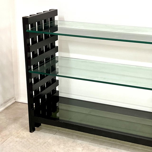 Mid-Century Modern Modular Bookcase with Glass Shelves by Gil and Xavier David, France, 1972 For Sale - Image 3 of 6