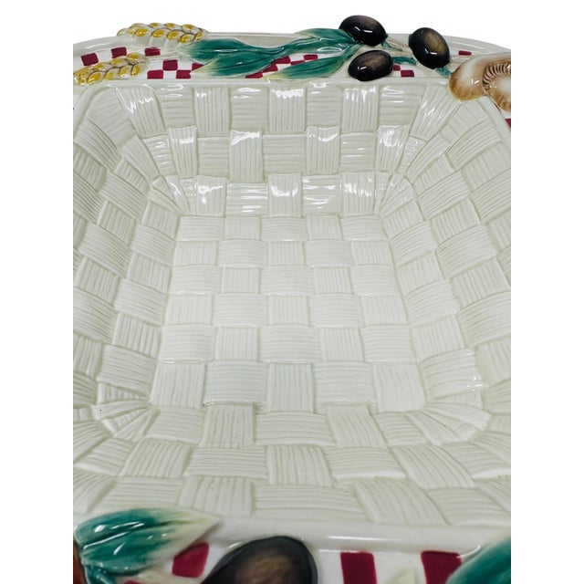 Ivory Vintage Fitz & Floyd Essentials Papa Paisano Square Bowl, 13" For Sale - Image 8 of 14