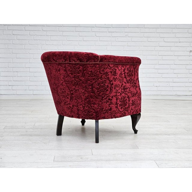 Vintage Danish Chair in Red Cotton and Wool Fabric, 1950s For Sale - Image 9 of 18