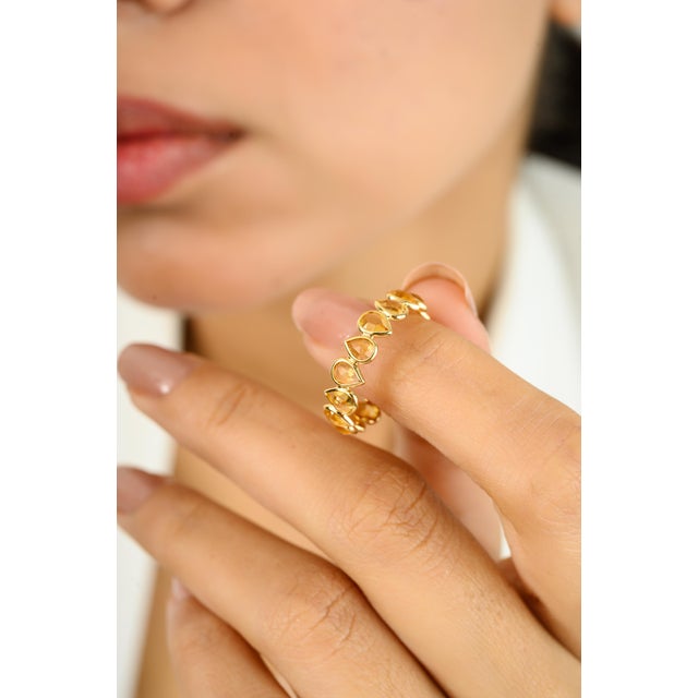 Natural Citrine Stackable Eternity Band Ring Size 5 in 18k Yellow Gold For Sale In New York - Image 6 of 11