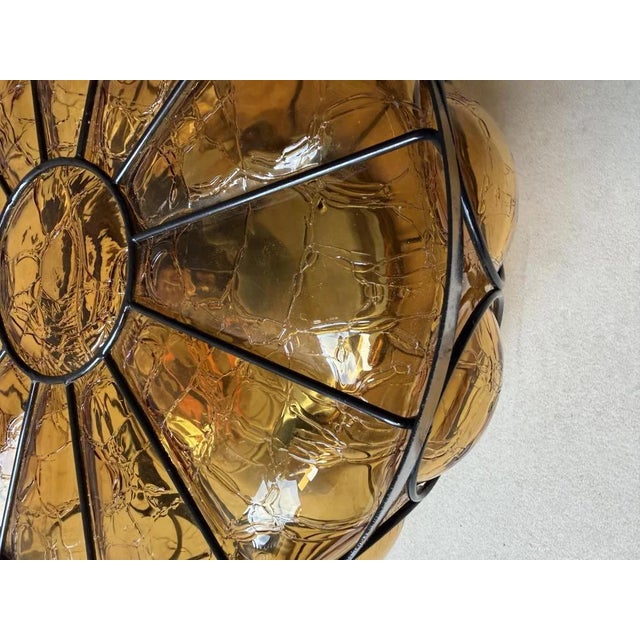Vintage Amber Crackle Glass Ceiling Lamp by Nanny Still, 1970s For Sale - Image 4 of 12