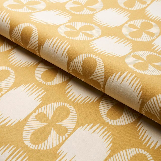 Schumacher SAMPLE - Schumacher X Drusus Tabor Lunaria Fabric In Ochre For Sale - Image 4 of 4