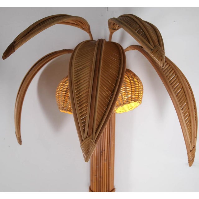 Large Palm Wall Light in Rattan For Sale - Image 3 of 15