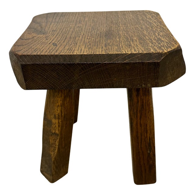 Brutalist Wooden Side Table, 1970s For Sale