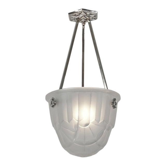 French Art Deco Pendant Light by Francis Hubens & Degue 1930 France For Sale
