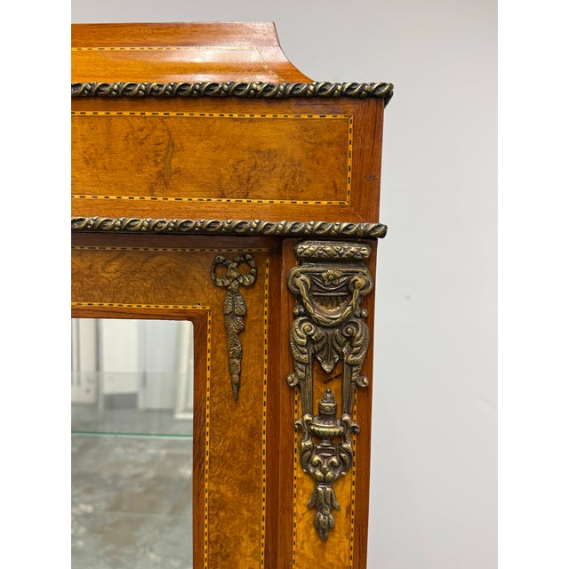 Brown Louis XVI Style Marquetry Vitrine Display Cabinet, Vintage For Sale - Image 8 of 12