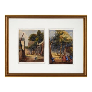 Pair of Detailed European Landscapes by 19th Century French School For Sale