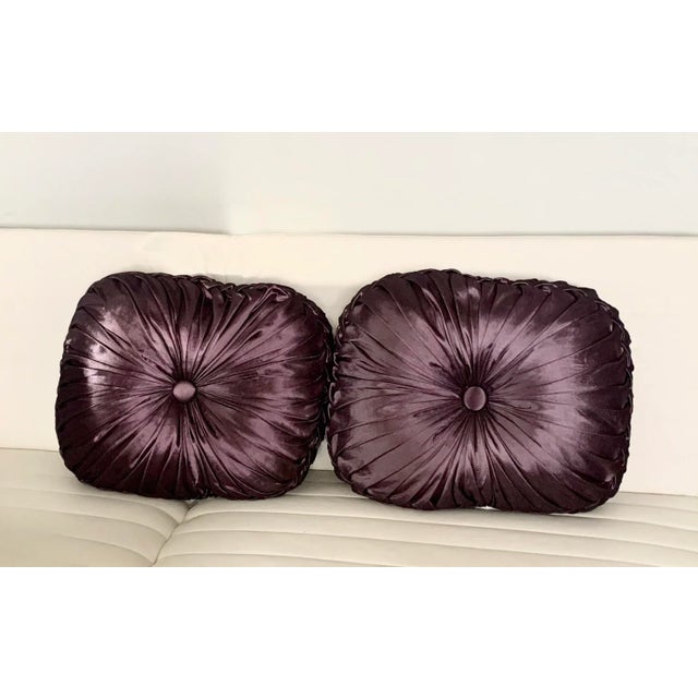 Luxury Purple Satin Oval Pillows - a Pair For Sale In San Diego - Image 6 of 6
