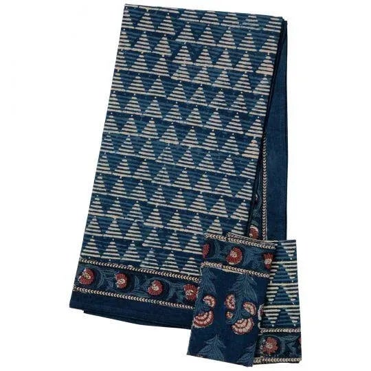 Delta 10-Seat Indigo/Brick Red Tablecloth For Sale - Image 6 of 7