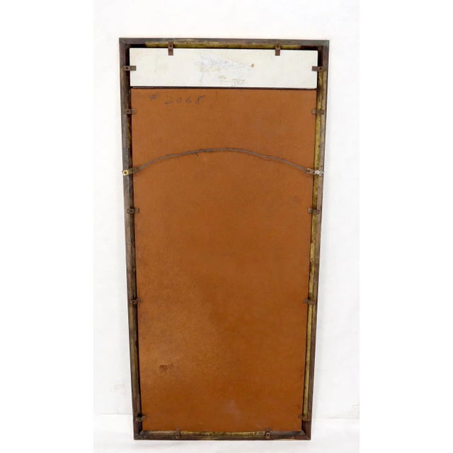 Metal Beveled Solid Brass Travertine Insert Frame Mid-Century Modern Wall Mirror For Sale - Image 7 of 9