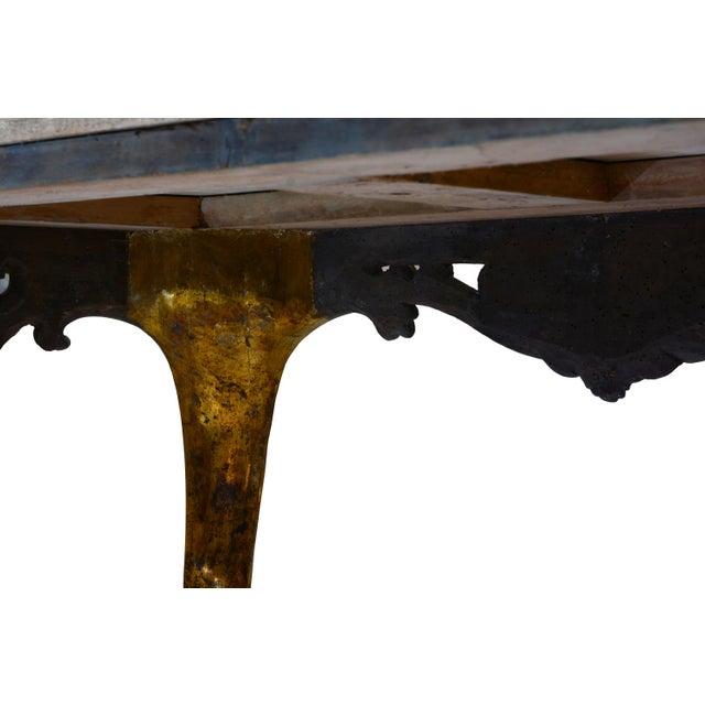Antique Louis XIV Italian Console Table with Carved Gilded Wood and Yellow Siena Marble, 18th Century For Sale - Image 4 of 9