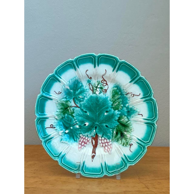 Vintage Majolica Maple Leaf Plate For Sale - Image 4 of 6