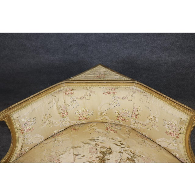 French Louis XVI Giltwood Corner Settee Loveseat C. 1890s Era For Sale - Image 4 of 10