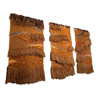 70's Triptych Fiber Art "Flowing Landscape" by Winston Herbert For Sale