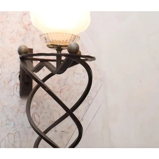 Italian Sconces with Frosted Glass Globe, Set of 2 For Sale - Image 3 of 8