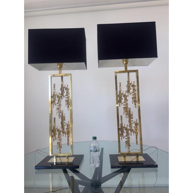 Brass and Marble Table Lamps, 1980s, Set of 2 For Sale - Image 10 of 12