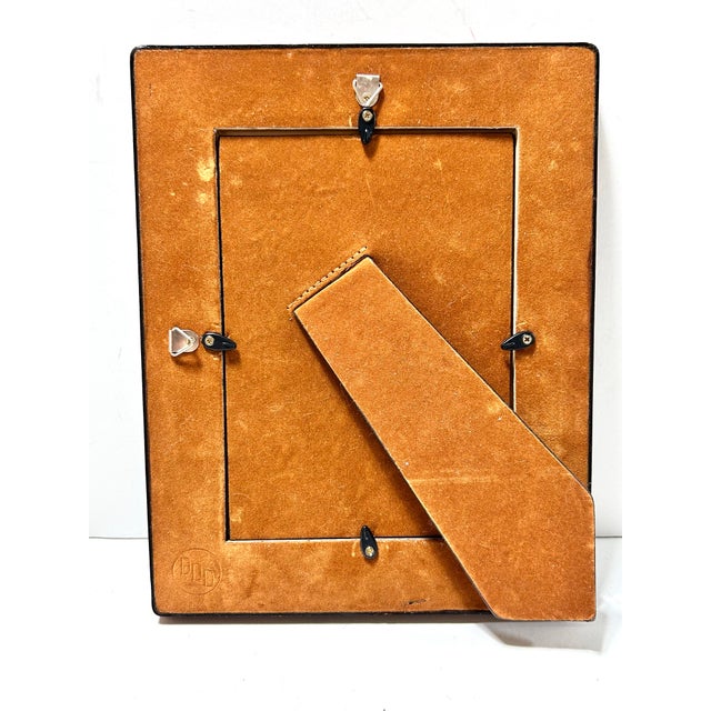 1970s Southwestern Tooled Leather Picture Frame With Croc Embossed Accents For Sale - Image 9 of 10