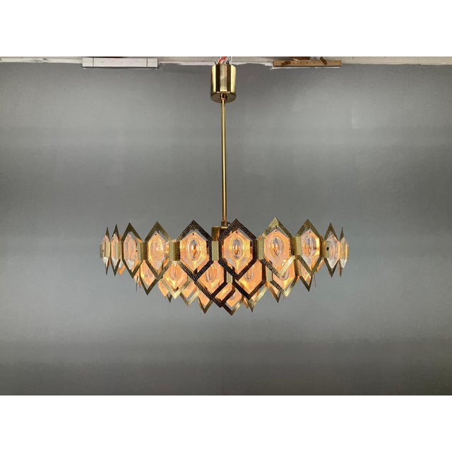 Faceted Glass Chandelier attributed to Jaroslav Bejvl for Kamenicky Senov, 1960s For Sale - Image 15 of 18