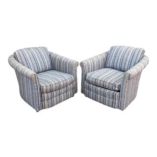 Mid Century Modern Barrel Club Chairs With Casters - a Pair For Sale