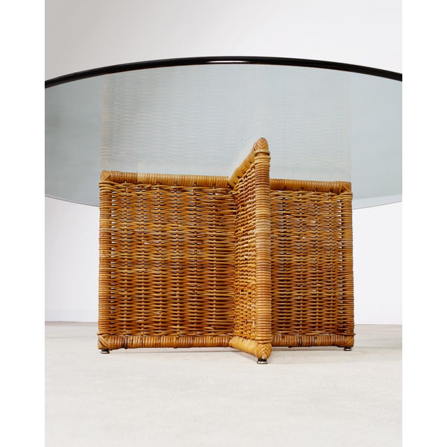 Italian Organic Modern Rattan Wicker Glass Top Cocktail Table For Sale - Image 12 of 17