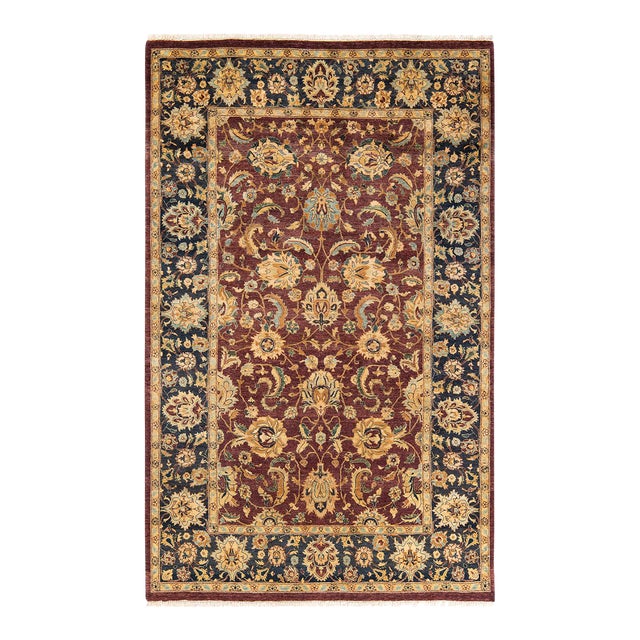Mogul, One-of-a-Kind Hand-Knotted Area Rug in Red, 4' 7" x 7' 4" For Sale