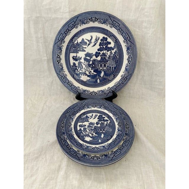 Chinoiserie Blue Willow Dinnerware-A Set For Sale - Image 3 of 5