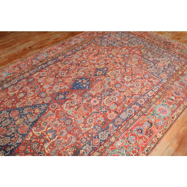 Zabihi Collection Red Blue Persian Corridor Rug For Sale - Image 10 of 12