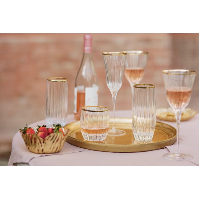 Italian VIETRI Natalia Gold Champagne Glass For Sale - Image 3 of 7