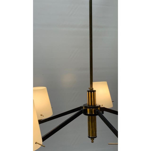 1950s Vintage Glass Chandelier attributed to Stilnovo, 1960 For Sale - Image 5 of 9