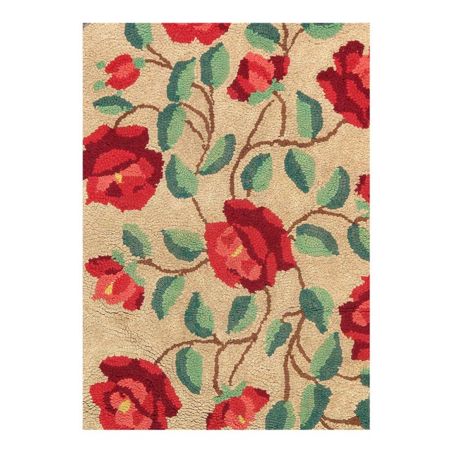 Gorgeous Antique American hooked rug- a beauty to your home decor. D11810