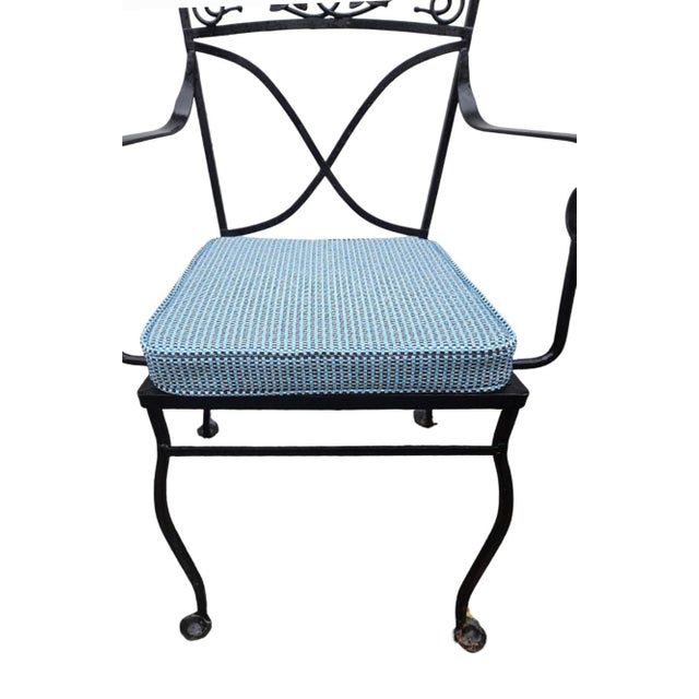 Not Yet Made - Made To Order 4 Wrought Iron Patio Chair Cushions For Sale - Image 5 of 6