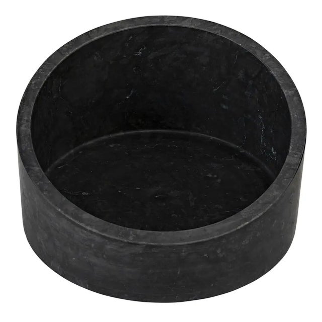 Subtly grained black marble reveals its natural variances in this bold cylindrical shape container with angled edge. A...