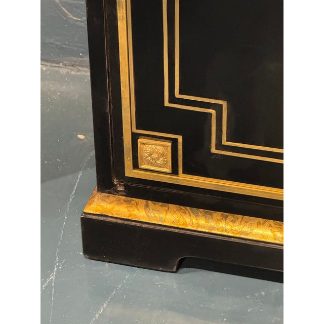 Wood French Napoleon III Style Black Side Cabinet For Sale - Image 7 of 10