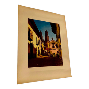Vintage Mid Century Mexican Street Scene Hand Colored Photograph Print by Henry Heesch