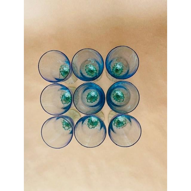 Vintage Italian Bormioli Rocco Bahia Blue & Green Goblets. Service for 8 - 24 Pieces + 1 (Water, Iced Tea, Champagne/Sherbet - 25 pcs For Sale - Image 11 of 14