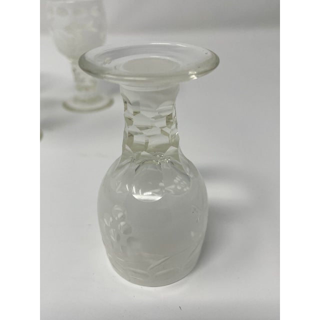Late 19th Century Rare Bijou-Scale Uniform Set of 6 Matching 19th Century Cut-to-Clear Cordials on Base Tray For Sale - Image 10 of 13