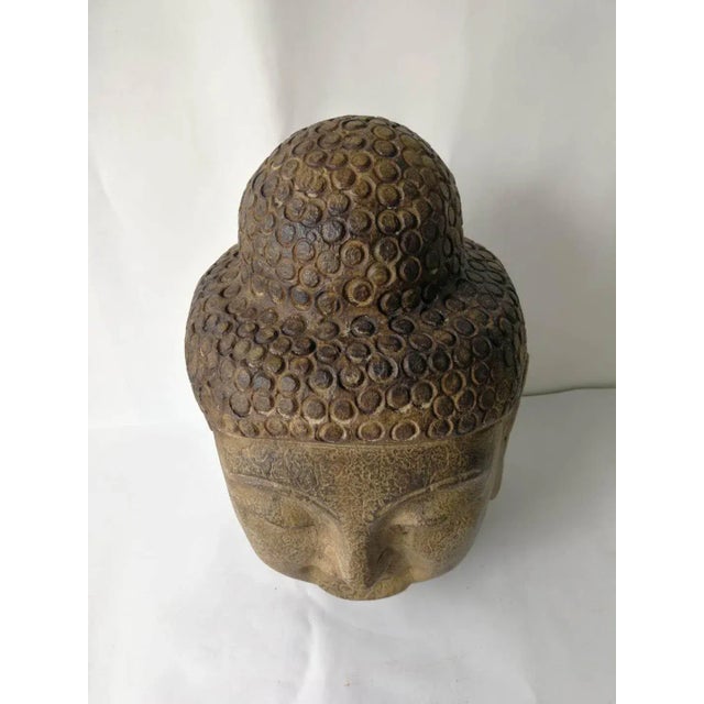 Gray Hand Carved Stone Buddha Head For Sale - Image 8 of 11