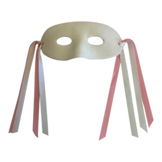 Vintage Ceramic Masquerade Mask With Pink Ribbons For Sale
