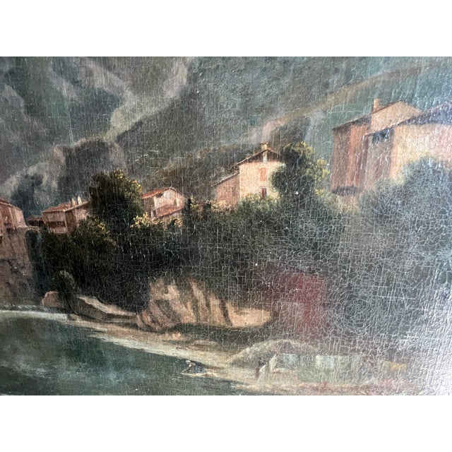 Lively Village by the River, 20th Century, Oil Painting on Canvas, Framed For Sale - Image 10 of 18