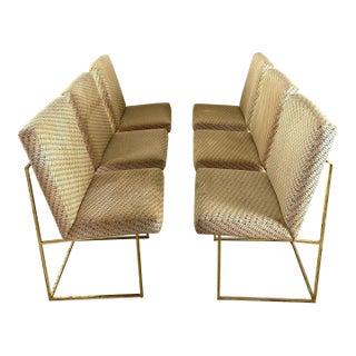 1970's Dining Chairs in the Style of Milo Baughman for Thayer Coggin Thin Line Series in Brass - Set of 4 For Sale