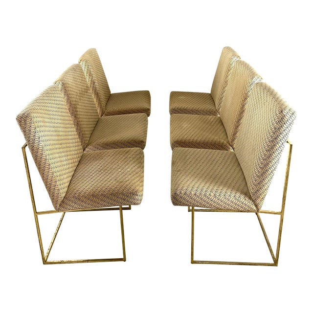 1970's Dining Chairs in the Style of Milo Baughman for Thayer Coggin Thin Line Series in Brass - Set of 4 For Sale