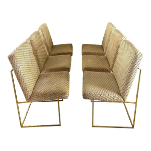 1970's Dining Chairs in the Style of Milo Baughman for Thayer Coggin Thin Line Series in Brass - Set of 4