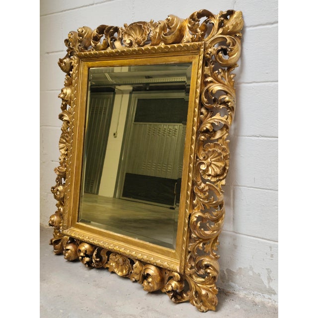 19th Century Cartoccio Wooden Mirror in Gold Leaf, 1850 For Sale - Image 11 of 12