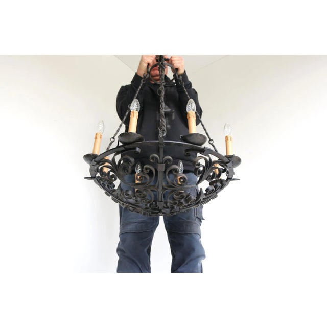 Antique Wrought Iron Chandelier, 1800s For Sale - Image 13 of 16