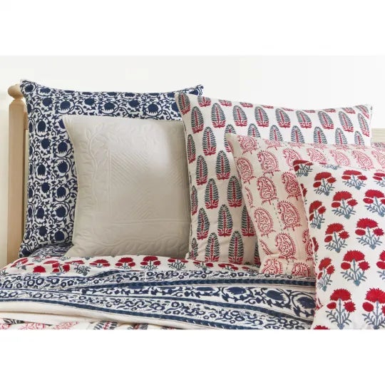 Indian Lotus-Yasmin Blue Reversible Euro Sham For Sale - Image 3 of 8